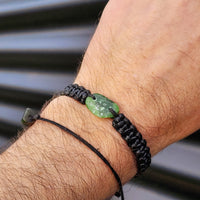 New Zealand Greenstone One Off Macrame Bracelet (1A3-742)