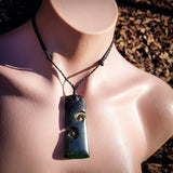 NZ Greenstone Pounamu Double Koru Toki Pendant Necklace (N882)