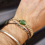 Natural Greenstone One Off Macrame Bracelet (1A3-794)