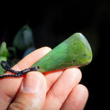 Nephrite Jade / Greenstone Fan Toki Pendant Necklace P5B1