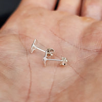 Clear CZ & Solid 925 Sterling Silver Heart Stud Earrings