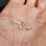 Clear CZ & Solid 925 Sterling Silver Heart Stud Earrings