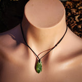 NZ Greenstone Pounamu Natural Freeform Pendant Necklace (N988)