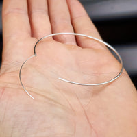 Large 60mm Solid 925 Sterling Silver Round Hoop Earrings