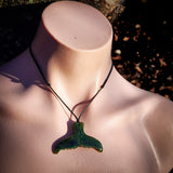 Natural Jade Whale Tail Pendant Necklace (N1084)