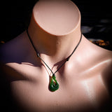 NZ Greenstone Pounamu Koru Hook Pendant Necklace (N811)