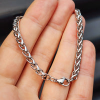 5mm Wheat Braid Solid Stainless Steel Chain Bracelet