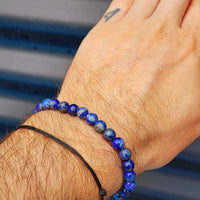6mm Natural Lapis Lazuli Elastic Bead Bracelet