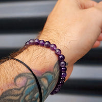 6mm Natural Amethyst Elastic Bracelet