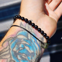6mm Natural Obsidian Elastic Bead Bracelet