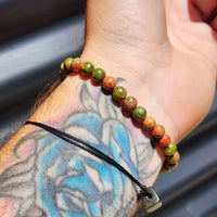 6mm Natural Unakite Bead Bracelet