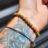 6mm Natural Unakite Bead Bracelet