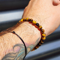 6mm Natural Tigers Eye Elastic Bracelet