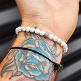 6mm White Turquoise Stone Elastic Bracelet