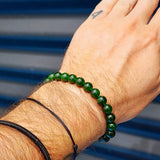 8mm Natural Nephrite Greenstone Elastic Bracelet