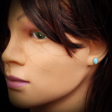 Natural Larimar & Solid 925 Sterling Silver Oval Stud Earrings