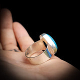 Solid 925 Sterling Silver & Natural Larimar Irregular Shaped Ring