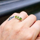 Solid 925 Sterling Silver & Raw Peridot Handmade 3x Setting Ring