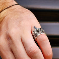 Solid 925 Sterling Silver 13mm Wide Band Multi Heart Ring