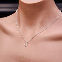 Solid 925 Sterling Silver 7.5mm Heart Pendant Necklace - Italian Silver Chain