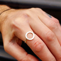 (T) Solid 925 Sterling Silver 15mm Circle Ring