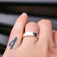 (R) Solid 925 Sterling Silver Textured Hammer Finish 5mm Band Ring