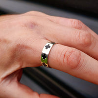 Solid 925 Sterling Silver Black Cross Band Ring