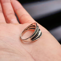 Solid 925 Sterling Silver Black Oxidized Wide Cuff Ring