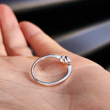 (O) Solid 925 Sterling Silver Double Heart Ring