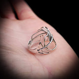 Solid 925 Sterling Silver Plant Leaf Band Ring
