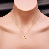 Solid 925 Sterling Silver Gold CZ Diamond Double Ring Necklace