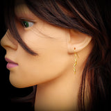 Solid 925 Sterling Silver Gold Twisted Hook Earrings