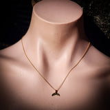 Gold 925 Sterling Silver Whale Tail Pendant Necklace