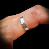 (T) Solid 925 Sterling Silver Rustic Hammer Textured Band Ring
