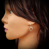 Solid 925 Sterling Silver Heart Hanging Hook Earrings