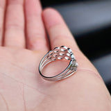 Solid 925 Sterling Silver Honeycomb 10mm Wide Band Ring