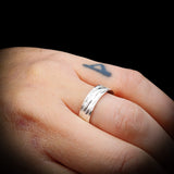 (T) Solid 925 Sterling Silver Textured Wave Finish 6mm Band Ring