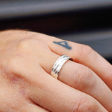 (T) Solid 925 Sterling Silver Textured Wave Finish 6mm Band Ring