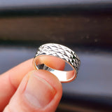 (R) Solid 925 Sterling Silver 7mm Diamond Cut Band Ring