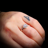 Solid 925 Sterling Silver & Natural Moonstone Double Claw Signet Ring
