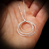 Solid 925 Sterling Silver 24mm Round Multi Layer Wire Pendant Necklace