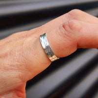 Solid 925 Sterling Silver Rustic Hammer Textured Band Ring