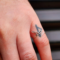 (Q) Solid 925 Sterling Silver Whale Tail Ring