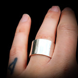 Solid 925 Sterling Silver Rustic Handmade Wide Band Wedding Ring
