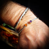Solid 925 Sterling Silver, Amethyst & Carnelian Stone Bracelet