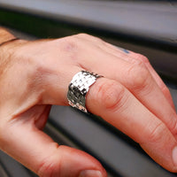 (Z) Solid 925 Sterling Silver Woven Braid Wide Band Ring