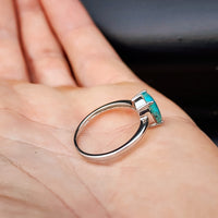 Solid 925 Sterling Silver & 10mm Clawed Natural Turquoise Solitaire Ring