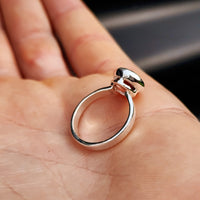 (M) Solid 925 Sterling Silver & 10mm Round Natural Garnet Signet Ring