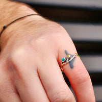 Solid 925 Sterling Silver & 3x Mixed Gemstone Branch Ring