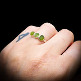 Solid 925 Sterling Silver & Raw Peridot Handmade 3x Setting Ring